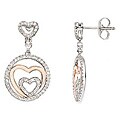 14k and Pink Gold 1/2ct Heart Dangle Earrings (H-I, I1-I2)