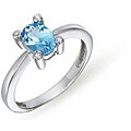 14k White Gold Blue Topaz and Diamond Accent Ring
