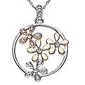 14k Gold 1/10ct TDW Diamond Flowers Necklace