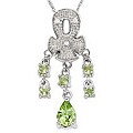 14k White Gold Peridot and Diamond Necklace