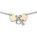 14k Two-tone Gold 1/10ct TDW Double Heart Necklace