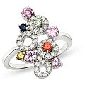 14k Gold 1/4ct TDW Diamond and Fancy Sapphires Ring