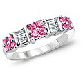 14k Gold 1/6ct TDW Diamond and Pink Sapphire Ring