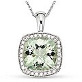 14k Gold 1/10ct TDW Diamond Green Amethyst Necklace