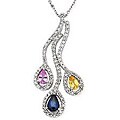 14k 1/2ct TDW Diamond and Sapphire Necklace