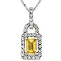 14k 1/3ct TDW Diamond and Yellow Sapphire Necklace (H-I-J, I1-I2)