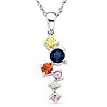 14k White Gold Multicolor Sapphire Necklace