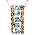 14k Gold Blue Topaz and Yellow Citrine Necklace