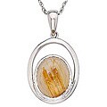 14k Gold Oval Cabochon Rutilated Quartz Necklace