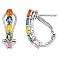 14k White Gold Multi-color Sapphire Earrings