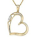 14k Yellow Gold Diamond Accent Heart Necklace