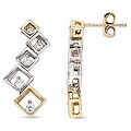 14k Two-tone Gold 1/3ct TDW Diamond Square Earrings (H-I-J, I1-I2)