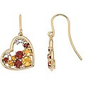 14k Gold Citrine, Garnet and Diamond Accent Earrings