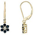 14k Gold Sapphire and Diamond Flower Earrings