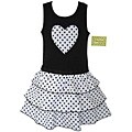 AnnLoren Girl's Black/ White Polka Dot Rumba Dress
