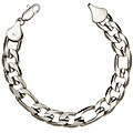 14k White Gold Overlay 8-inch Figaro Bracelet