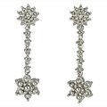 Maddy Emerson Sterling Silver Diamond Flower Dangle Earrings