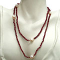 14k Yellow Gold Pearl and Garnet Necklace (10-11 mm)