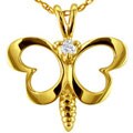 10k Yellow Gold Diamond Butterfly Necklace