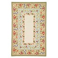 Hand-hooked Acorn Border Cool Wool Rug (7'6 x 9'6)