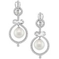 18k Gold South Sea Pearl and 1 1/3ct TDW Diamond Earrings (11-12mm)
