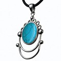 Stainless Steel Oval Turquoise Pendant Necklace