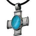 Stainless Steel Turquoise Cross Pendant Necklace