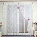 Jacquard Flower Sheer Lace Curtains (Set of 2)