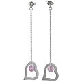 Sterling Silver Pink CZ Dangling Heart Earrings