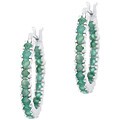 Sterling Silver Inside-out Emerald Hoop Earrings