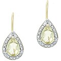 18k Gold/ Silver Diamond-accented Lime Quartz Earrings