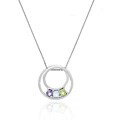Sterling Silver Multi-gemstone Circle Necklace