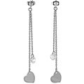 Sterling Silver Dangling Heart and CZ Earrings