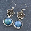 Sterling Silver Tahitian Pearl and Mother of Pearl Earrings (Indonesia)
