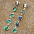 Silver 'Paua Abalone' Long Circles Dangle Earrings (Indonesia)