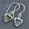 Silver Paua Abalone 'Heart Shaped' Earrings (Indonesia)