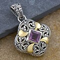 Sterling Silver 18k Yellow Gold Amethyst Pendant (Indonesia)