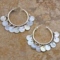 Sterling Silver Mother of Pearl Hoop Earrings (Indonesia)