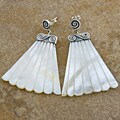 Sterling Silver Mother Of Pearl Fan Earrings (Indonesia)