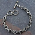 18K Gold Sterling Silver Amethyst Toggle Bracelet (Indonesia)
