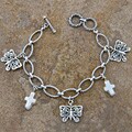 Silver Butterfly Mother of Pearl Cross Charm Bracelet (Indonesia)