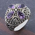 Sterling Silver Amethyst 'Cawi Motif' Ring (Indonesia)