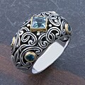 Sterling Silver 18k Gold and Blue Topaz Cawi Ring (Indonesia)