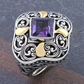 Sterling Silver 18k Gold Amethyst 'Cawi' Ring (Indonesia)