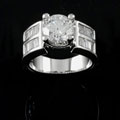 Silvertone Round and Baguette-cut CZ Ring