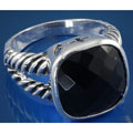 Silvertone Cushion-cut Cubic Zirconia Etched Ring