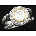 Silvertone Round-cut Cubic Zirconia Etched Ring