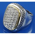 Silvertone Pave CZ with Goldtone Accent Ring