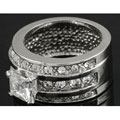 Silvertone Pave Style with Square-cut CZ Ring