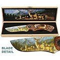 Deer Folding Knife with Wooden Gift Box